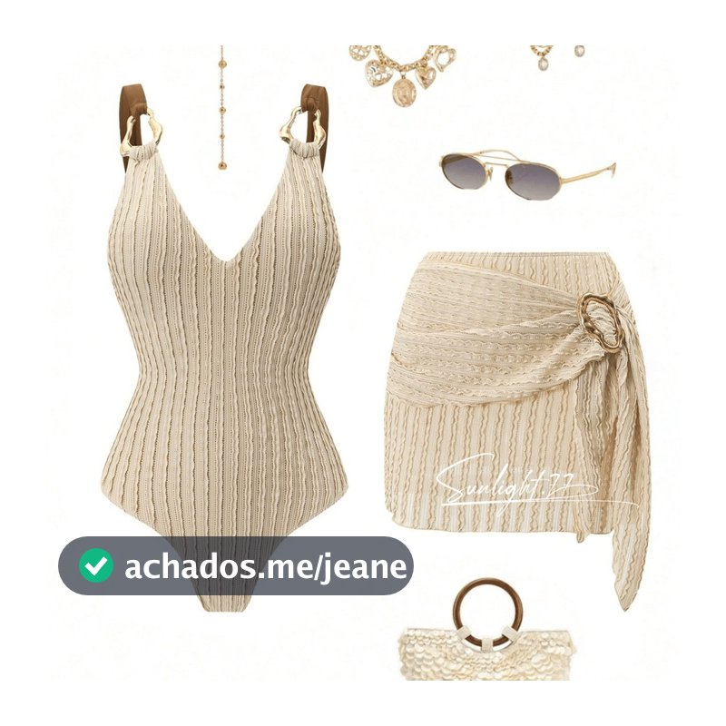Conjunto de fato de banho feminino moderno, sexy, com decote em V profundo e cor lisa, ideal para praia.