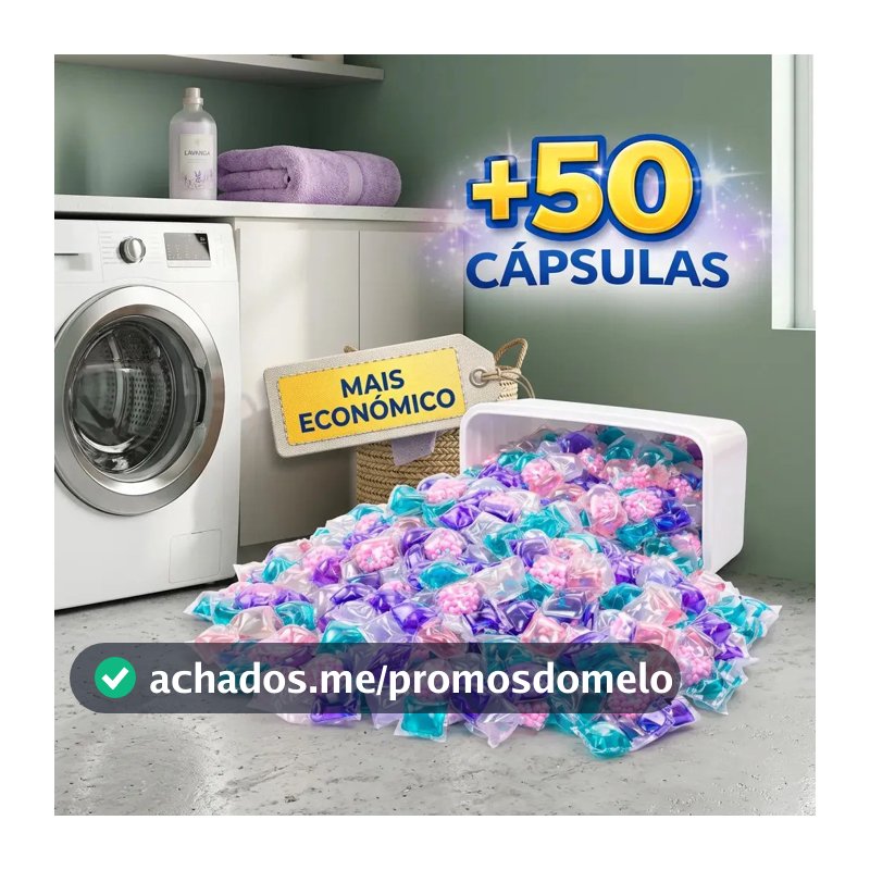 Kit 50 Cápsulas Para Lavagem Limpeza Roupas Macias Cheirosas - XL