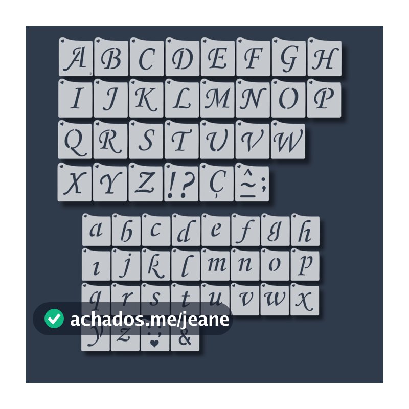 Kit 57 Stencil Moldes Alfabeto Abecedário Letras para Tecido Pano Pintura Artesanato MDF Infantil