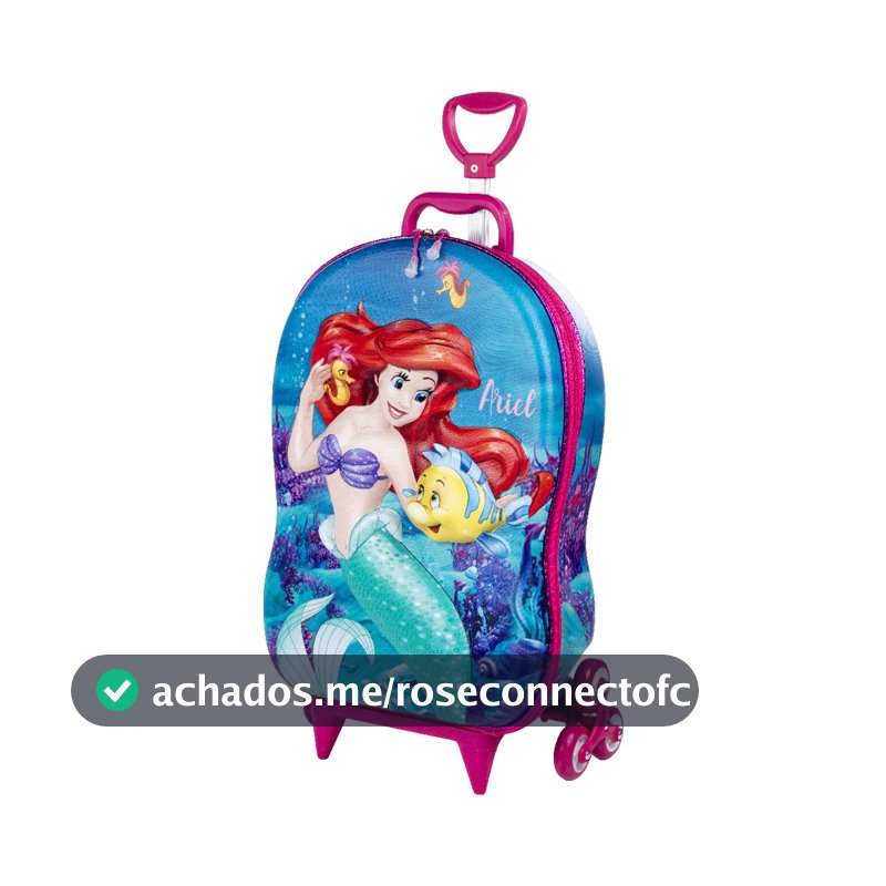 Mochila De Carrinho Pequena Sereia Infantil em 3d Rígida