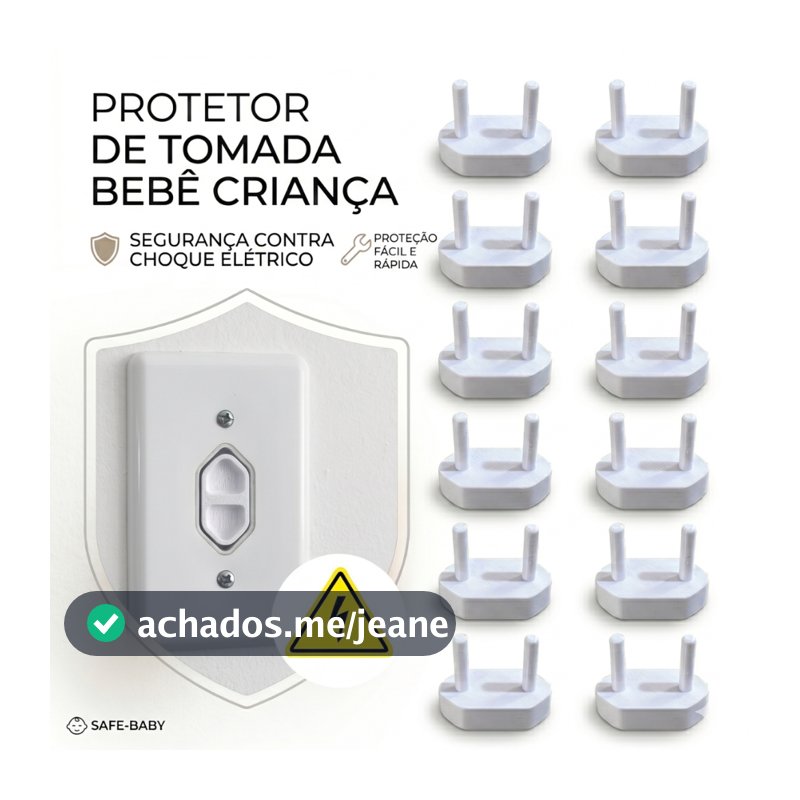 Kit 6/12/24/36 Protetor Tomada Criança e Bebê Segurança Contra Choque Elétrico Protecao Infantil Pino