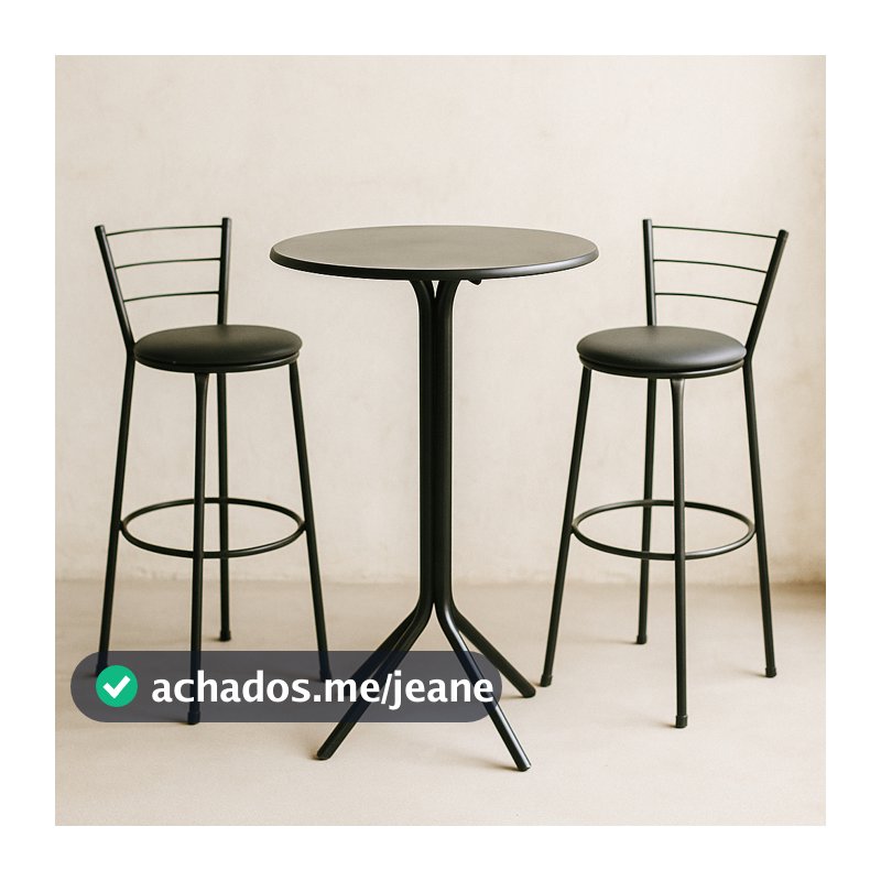 Jogo Mesa Bistrô MDF Aço C/ 2 Banquetas Altas Bar Cozinha Balcão