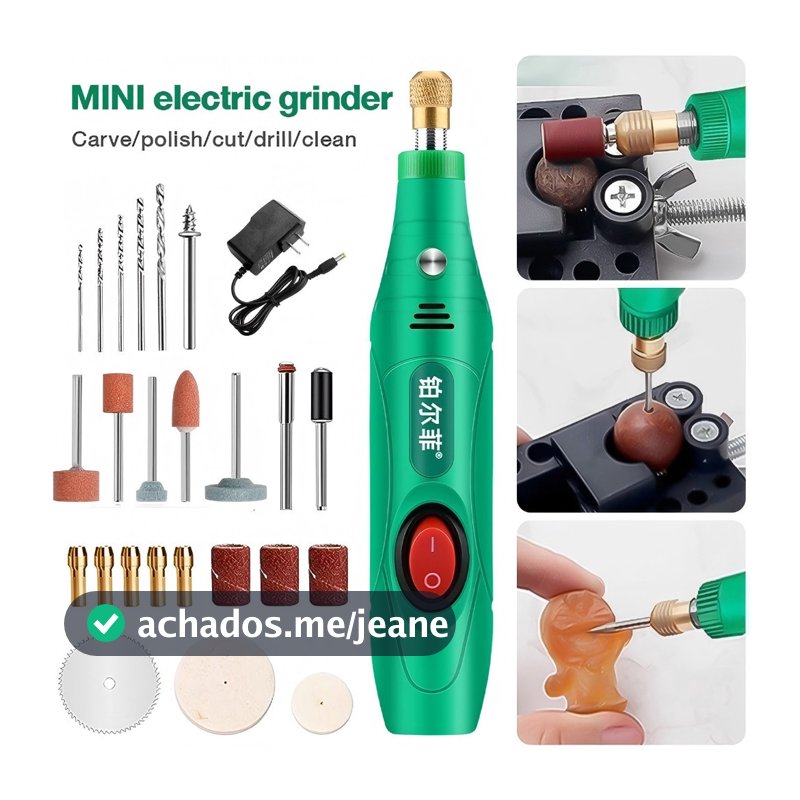 Kit Ferramenta Rotativa Multifuncional 18000rpm – Mini Esmerilhadeira, Polimento, Lixar e Cortar