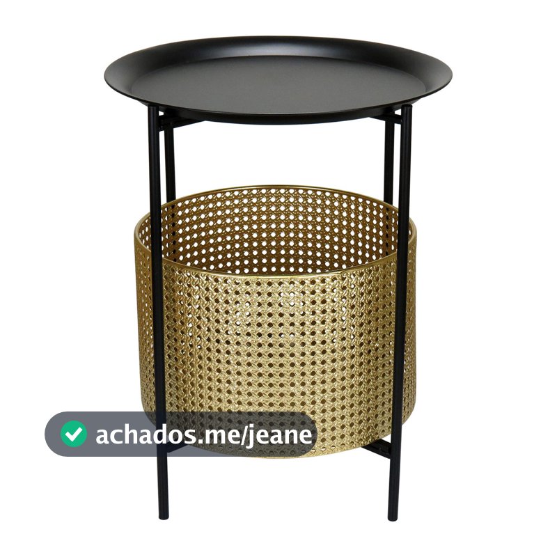 Cachepo Mesa Lateral com Vaso Decorativo Planta Home&Co Metal 51x40x40cm Dourado Suculenta Cacto