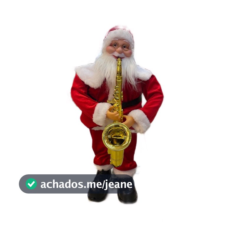 Boneco Papai Noel Saxofone Musical Dançante 60cm Com Sensor