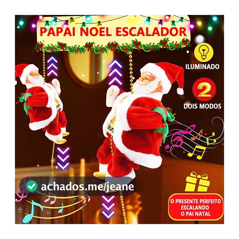 Papai Noel Subindo Na Corda Decoração Elétrica Automática Bonecas De Pelúcia Brinquedos