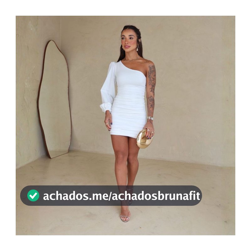 Vestido Feminino Curto de Manga Única com Decote Assimétrico e Franzido Modelagem Elegante