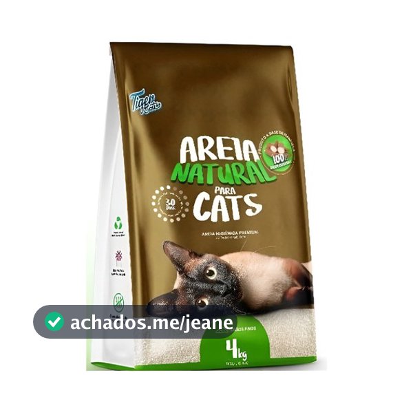 Areia higiênica natural biodegradável mandioca 4kg