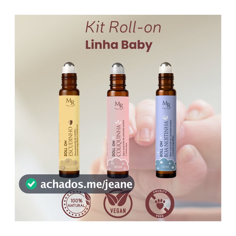 Kit Bebê Aromaterapia 3 Roll On 10ml | Sono, Cólica e Proteção | Natural Infantil Completo