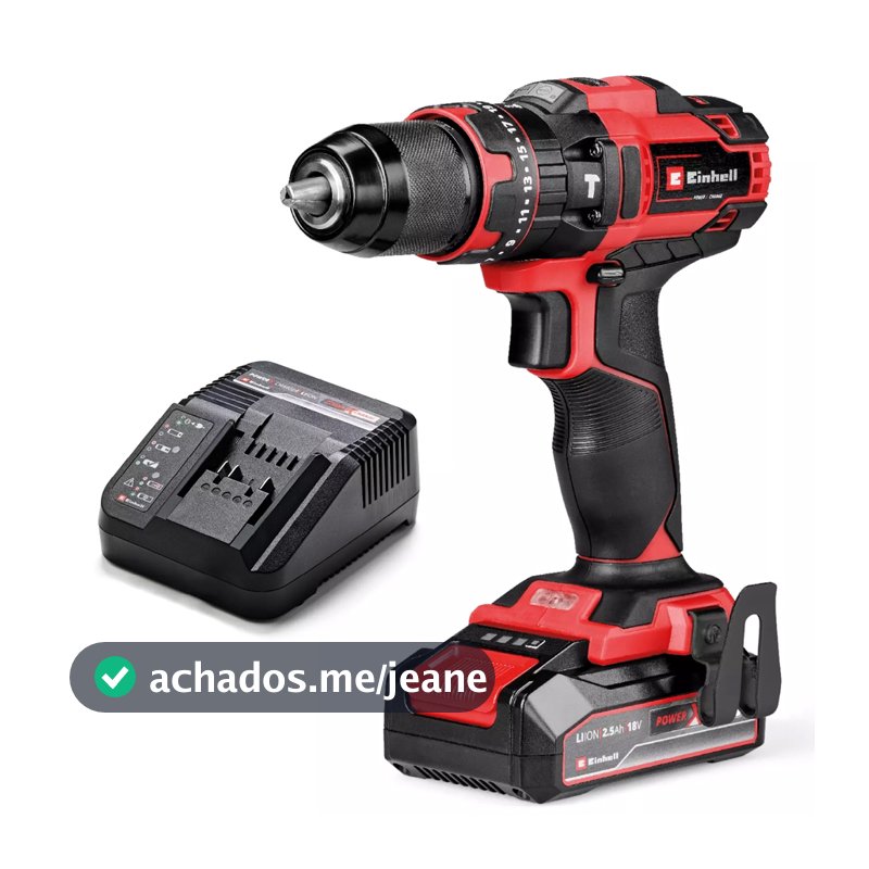 Furadeira Parafusadeira de Impacto + Bateria e Carregador 18V EINHELL TE-CD 44Nm Sem Fio Profissional