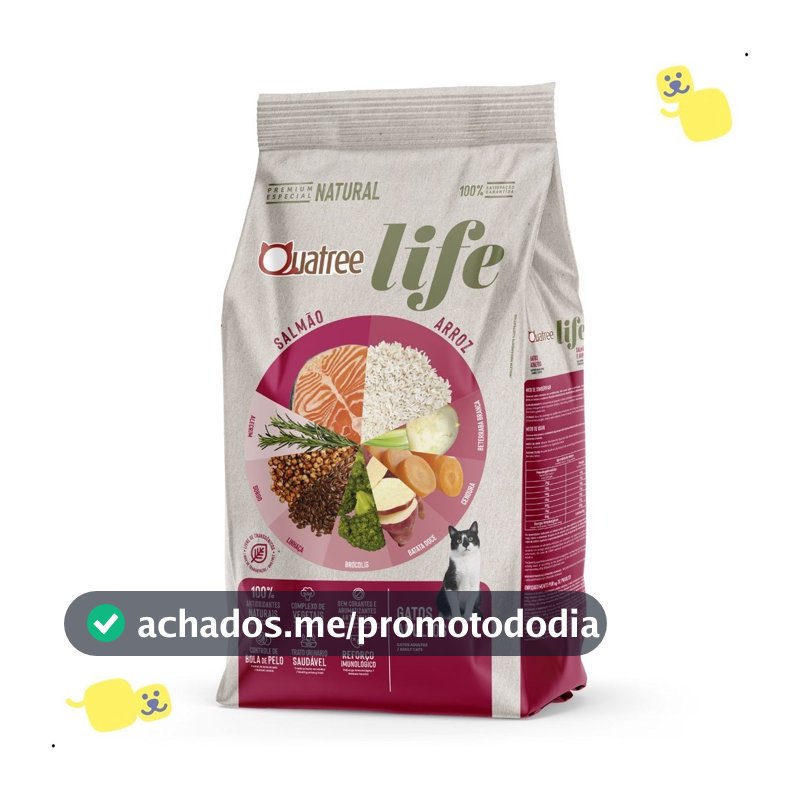 Ração Quatree Life 10.1Kg Ração Quatree Gatos Adultos Salmão e Arroz Ração Quatree Gatos 10Kg