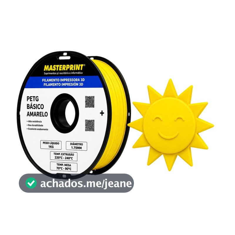 Filamento Impressão 3D 1kg PETG Amarelo Masterprint