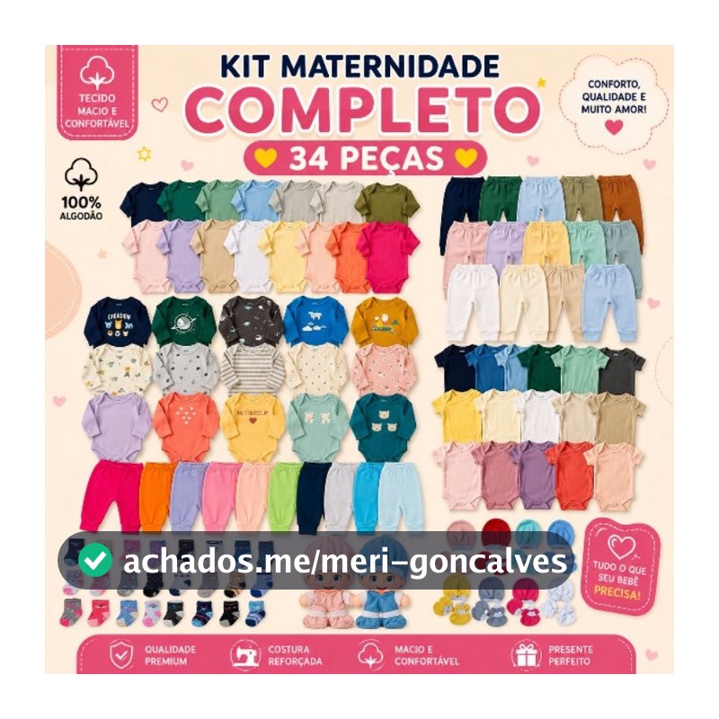 Kit 34 Peças roupa de bebê menina e menino saida de Maternidade enxoval 100% algodão
