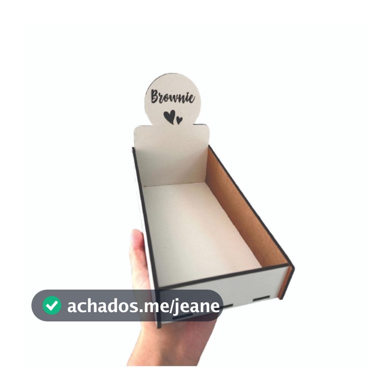 Expositor para Brownie / Pão de Mel em Mdf 3mm Branco 20x10x15cm
