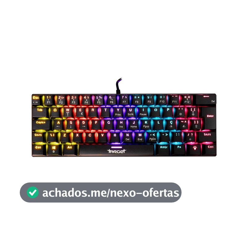 Teclado Mecanico TGT Sherman V3 C1, Rainbow, ABNT2, Switch Marrom, Preto, TGT-SHRC-BR01