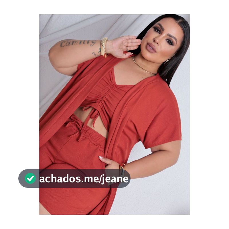 Conjunto PLus Size Feminino Trijunto Kimono Short e Cropeed