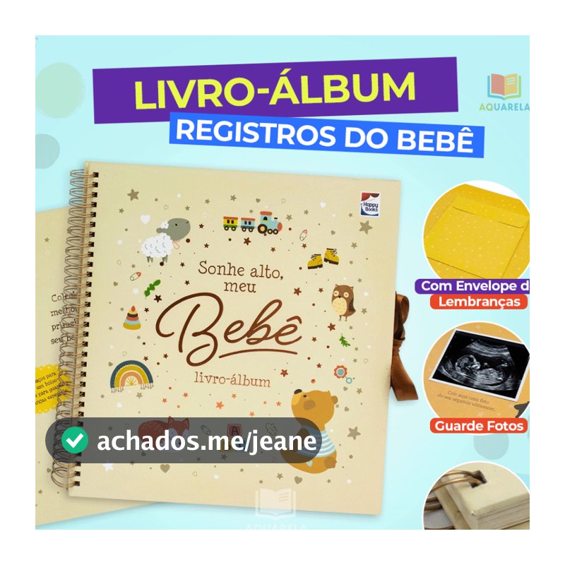 Maravilhoso Livro Sonhe Alto, Meu Bebê Com Espaços para Fotos e Bolso Envelope Acabamento Espiral