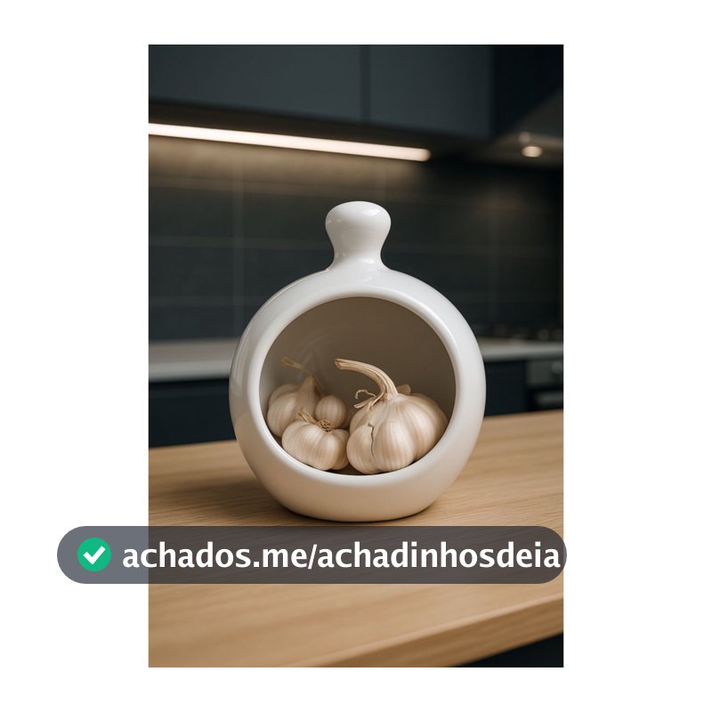 Porta Alho Ceramica Branca Solução Prática Cozinha Praticidade Liso Guarda Alho Organização