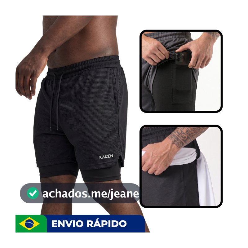 BERMUDA 2 EM 1 COMPRESAO CALÇAO PARA  ACADEMIA e corrida masculino