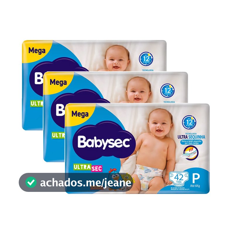 Kit Fralda Descartável Babysec Galinha Pintadinha Ultra Mega P 42 Unidades - 3 Unidades