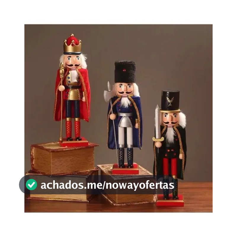 Conjunto de 3 enfeites de Natal em forma de quebra-nozes