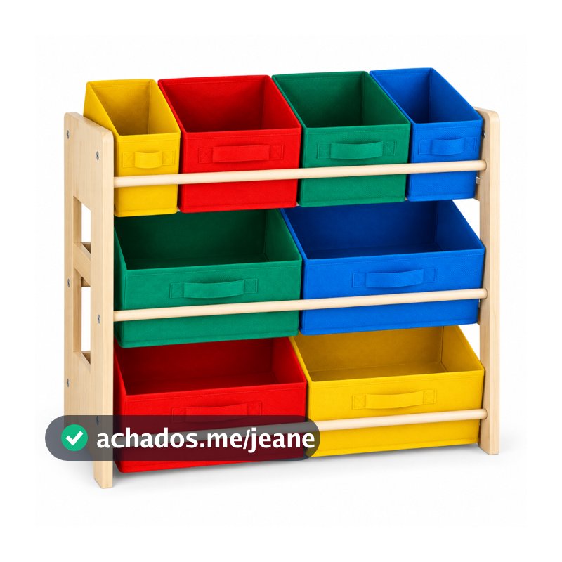 Organizador de Brinquedos Infantil Montessori 8 Caixas Coloridas Removíveis Estante MDF Quarto Criança Mazzilli