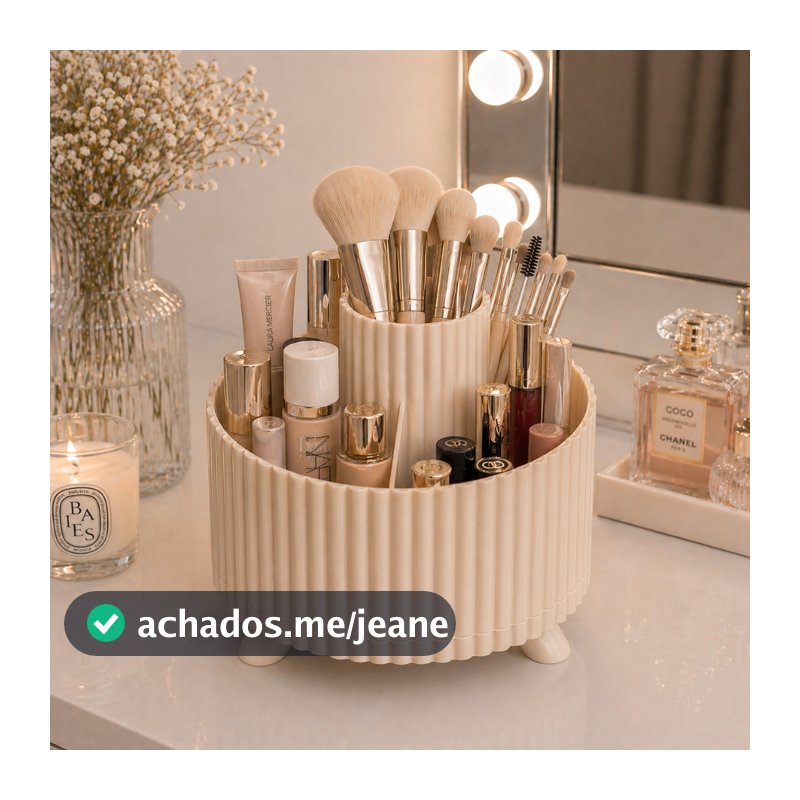 Organizador de Maquiagem Pincéis Batons Cosméticos Giratório 360° Premium Para Mesa Penteadeira Quarto Salão