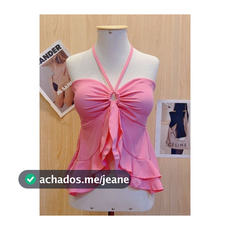 Blusinha feminina Cropped Babadinho Amarracao no Pescoco Elegante