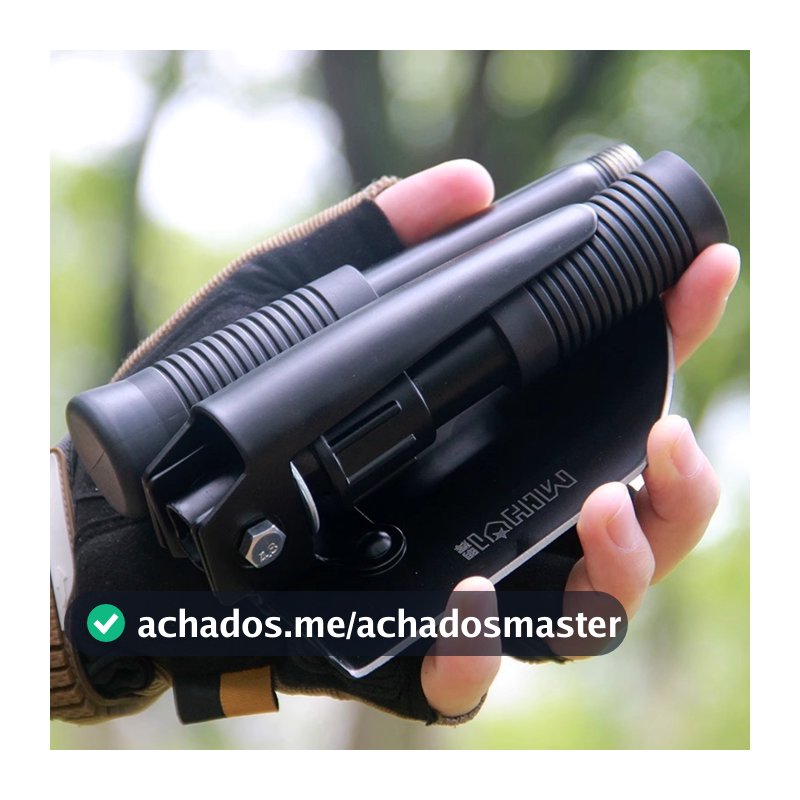 Pá Portátil Dobrável Militar - Multi-função para Emergência e Acampamento, Aço Resistente!