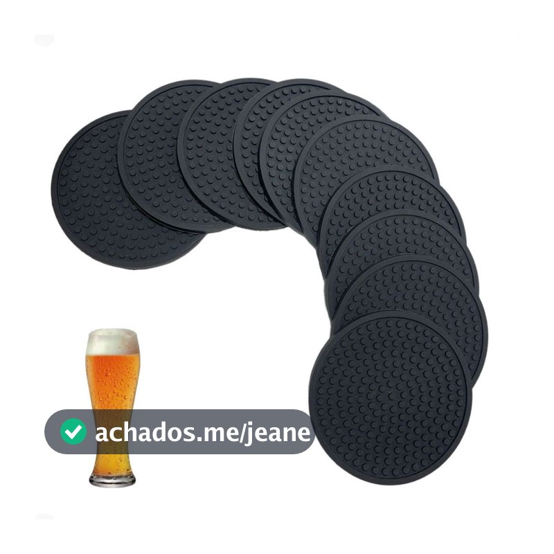 Porta Copo Borracha Preto Antiderrapante 6 Unidades