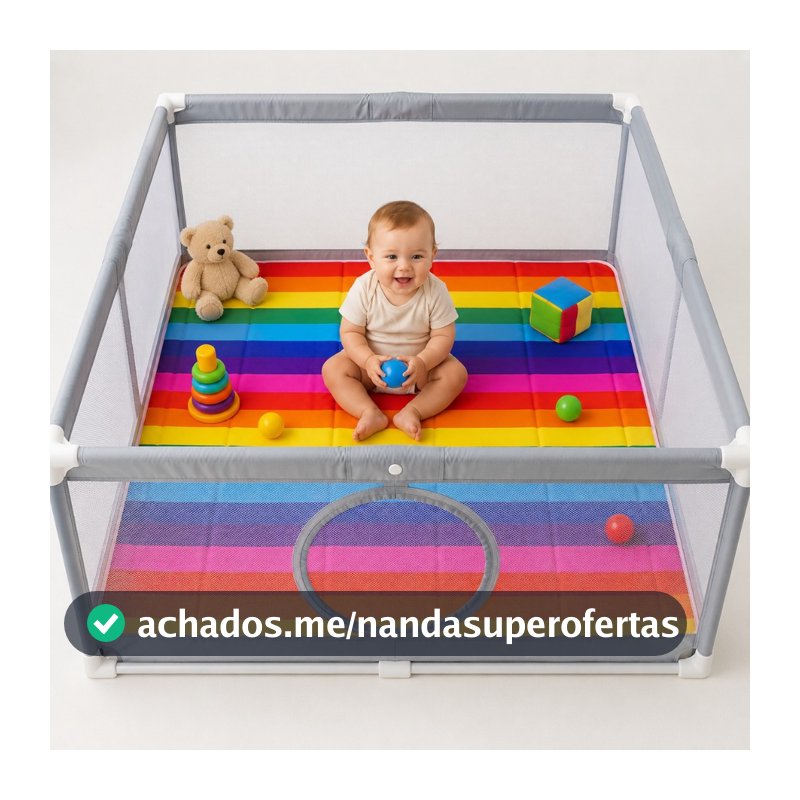 Tapete Bebê Impermeável 1,35mx1,35m Forro Cercadinho Chiqueirinho Introdução Alimentar Infantil