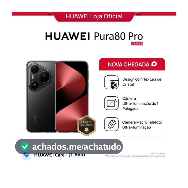 HUAWEI Pura 80 Pro | Celular | 12GB+512GB | Câmera Ultra-iluminação de 1 Polegada | 5170 mAh
