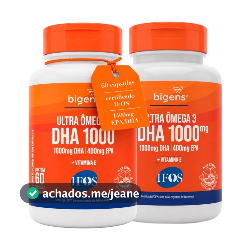 Kit 2x Ultra Ômega 3 - Dha 1000mg - Epa 400mg - Certificação IFOS - 60 Cápsulas Bigens