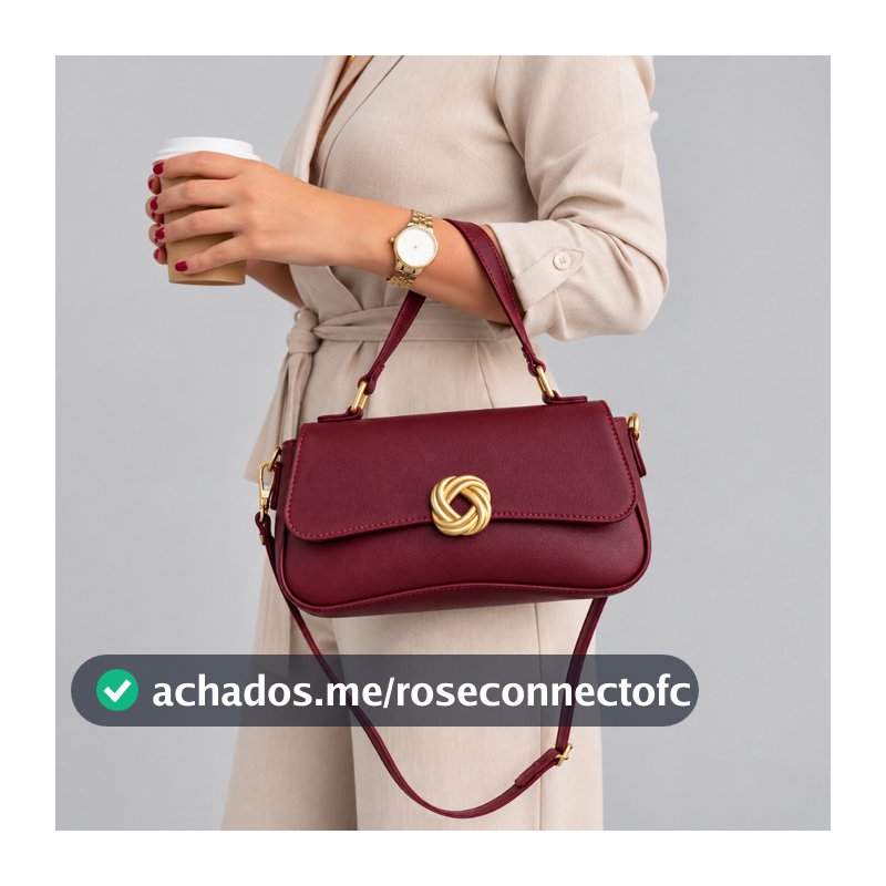 Bolsa Feminina Transversal e de mão com Detalhes em Dourado, fecho em imã