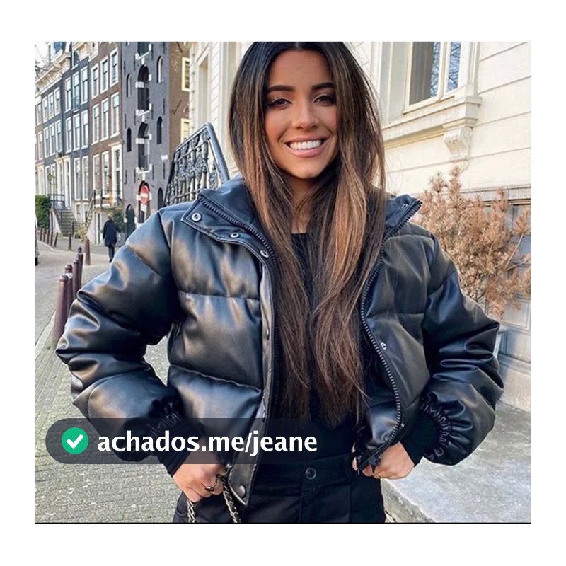 JAQUETA PUFER COM CAPUZ  JAQUETA DE INVERNO FEMININA CASUAL JAQUETA EM PU
