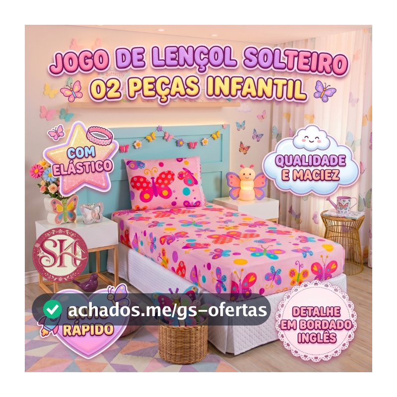 Jogo de Lençol Infantil 2 Peças Solteiro Estampado Menino Menina Crianças