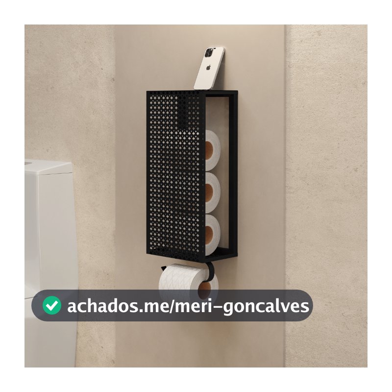 Porta Papel Higiênico Suporte Para Papel para Banheiro de Parede Suspenso Estilo Industrial Preto