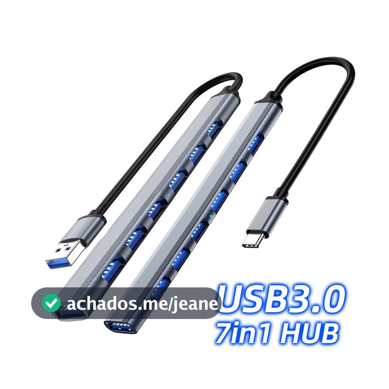 7 Em 1 USB3.0 HUB Type C Adaptador De Alimentação OTG De 4 E 7 Portas Para Macbook PC Laptop Estudo Office