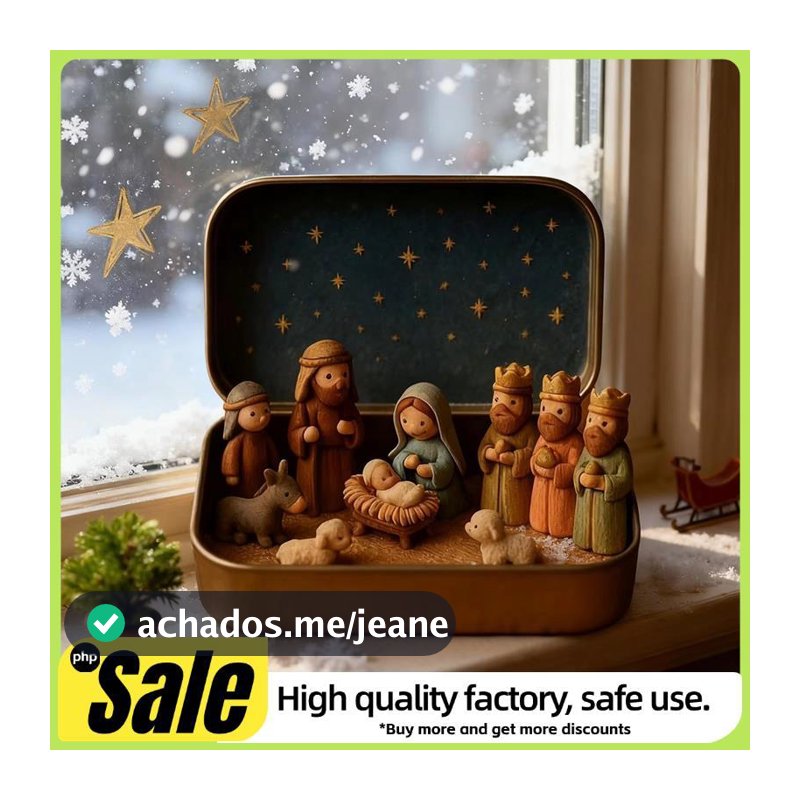 Conjunto De Presépio De Natal , Tamanho De Bolso , Pequena Caixa De Lata , Decoração De Nascimento De Jesus Exibição De