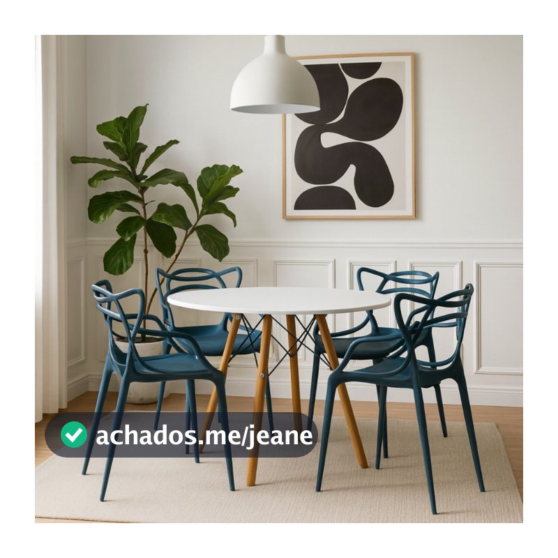 Kit Completo Mesa de Jantar Redonda com 4 Cadeiras