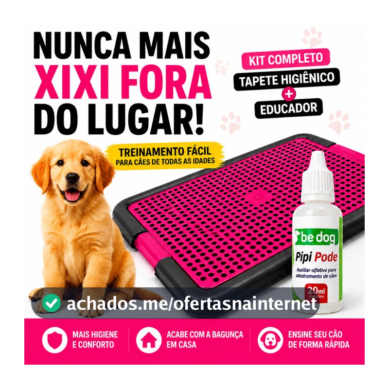 Kit Sanitário Tapete Higiênico Grande para Cachorro + Educador Xixi Pode 20ml | Treinamento Sim e Não Pet Cães