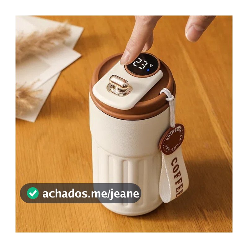 Copo Térmico Cafe Inox Portátil com tampa,420ml, Com LED Temperatura Antivazamento 1 - 6