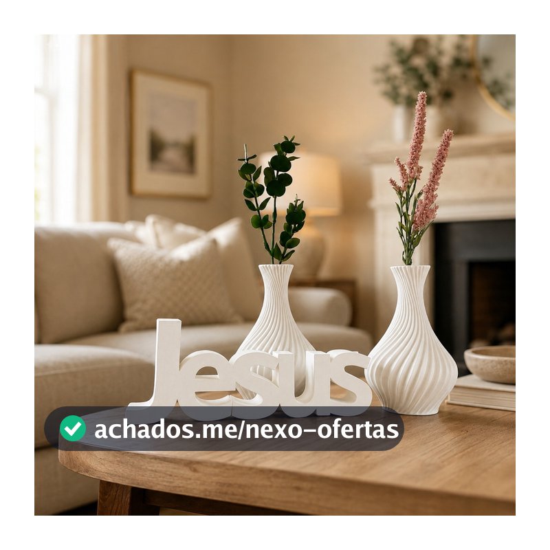 Kit Decorativo Vaso Palavra Jesus para Sala Mesa Enfeite para sua casa