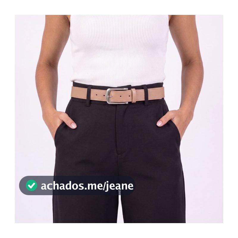 Cinto Feminino em Couro com Fivela Prateada