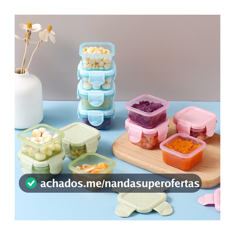 Mini Potes para Congelar Papinha c/ Tampa Hermética Porta Leita em pó Frutas para Bebe adultos Kit c/2/4/8/16
