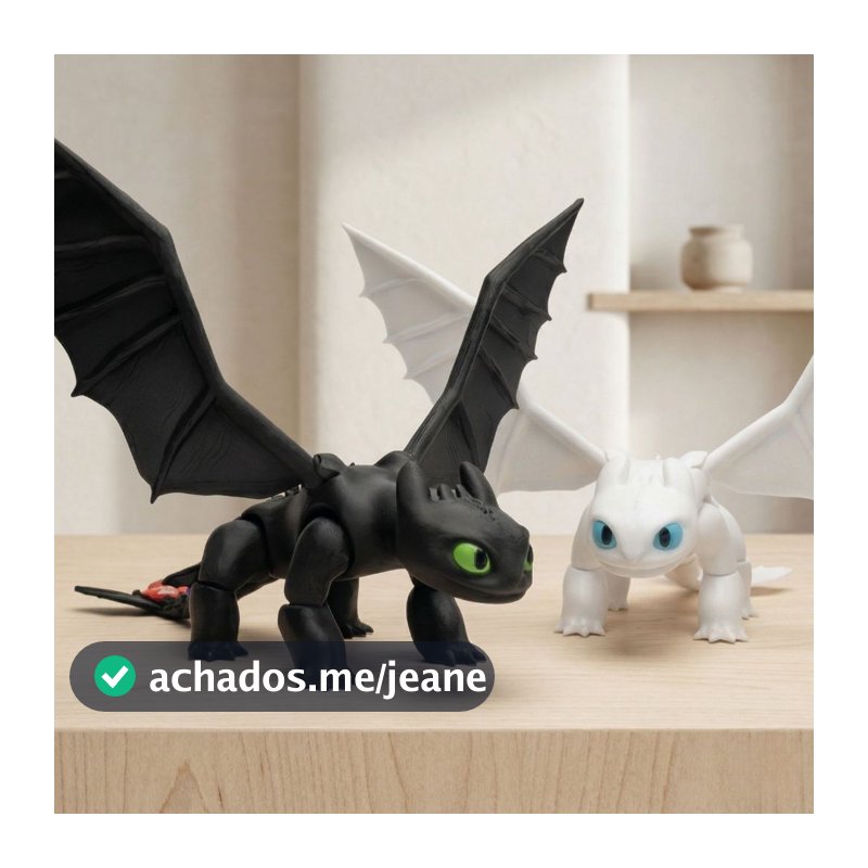 Dragão Banguela Fúria da Noite e Luz Articulado | Como Treinar o Seu Dragão | Colecionável 26cm