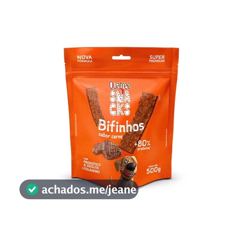 Petisco Bifinho Quatree Snack Carne Natural 500 gr