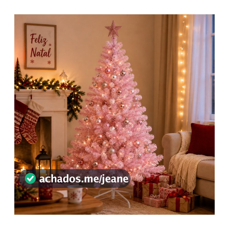 Árvore De Natal Rosa Com Pé De Metal 1,20M 220 Galhos