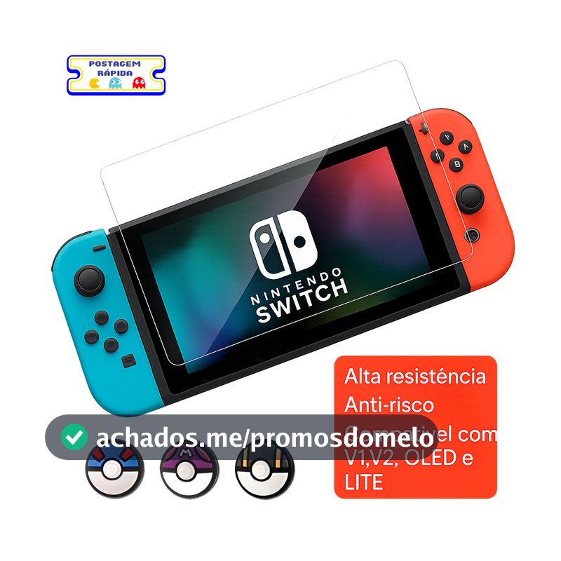 Película de Vidro Temperado 9H para Nintendo Switch, Switch Lite e OLED – Proteção Anti-Risco