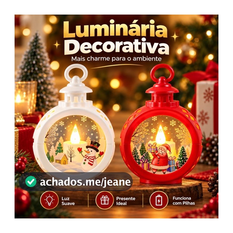 Luminária de Natal Decorativa Presente Natalino Lembrancinha com Luz para Mesa e Decoração